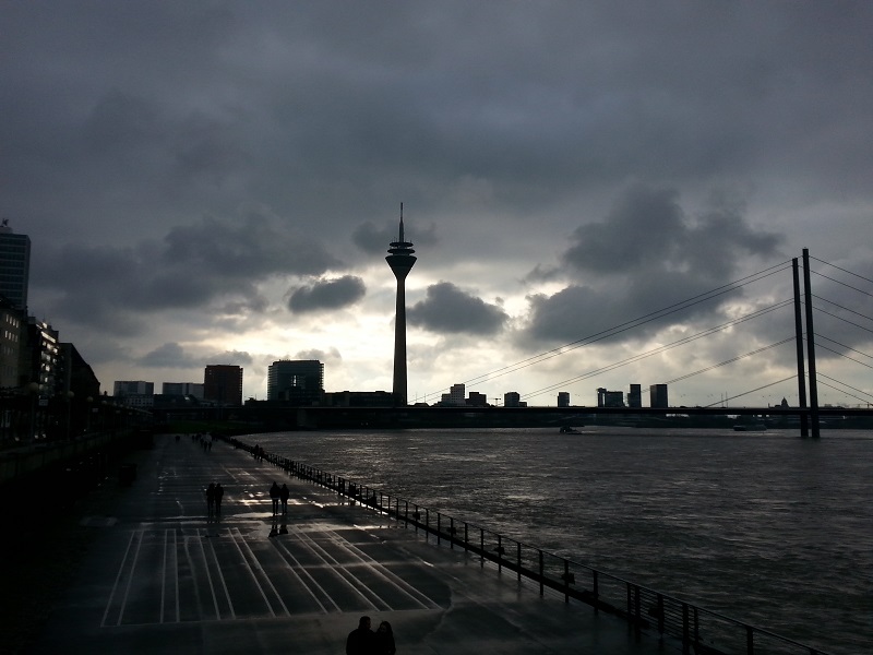 The The Rheinturm Radio Tower in Dusseldorf, Germany (February 4th, 2018)