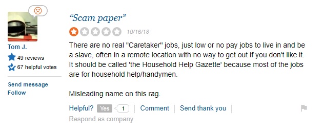 Tom J Says There are No Real Caretaker Jobs