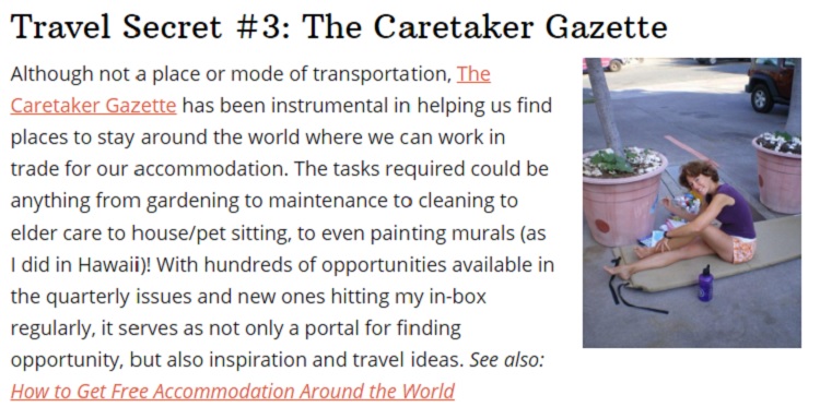 Nora Dunn (The Professional Hobo) Has Used the Caretaker Gazette to find Caretaker Jobs and Says It Works