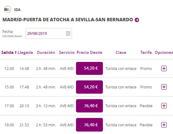 Madrid to Sevilla-San Bernardo