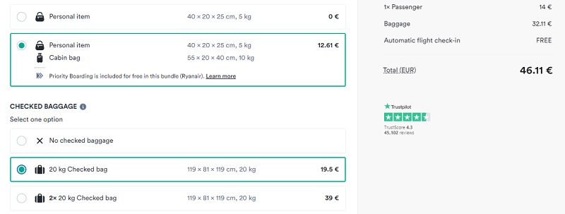 Ryanair Luggage Costs