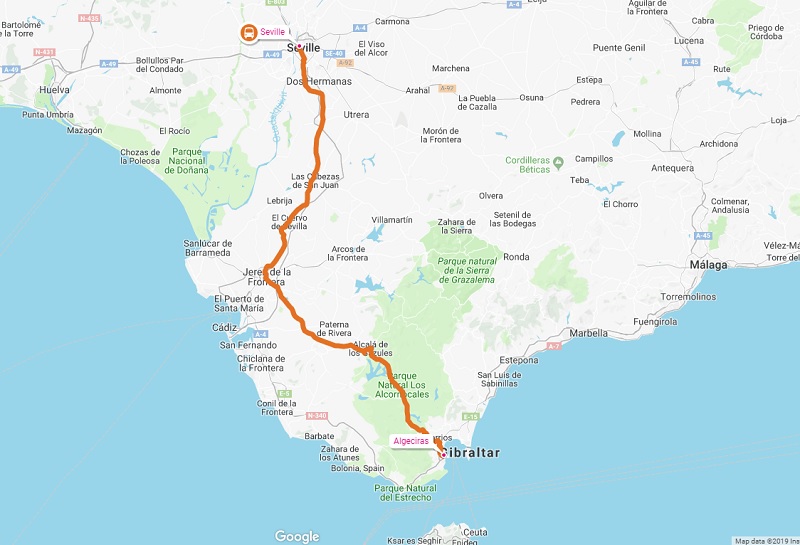 Bus Route (Seville to Algeciras)