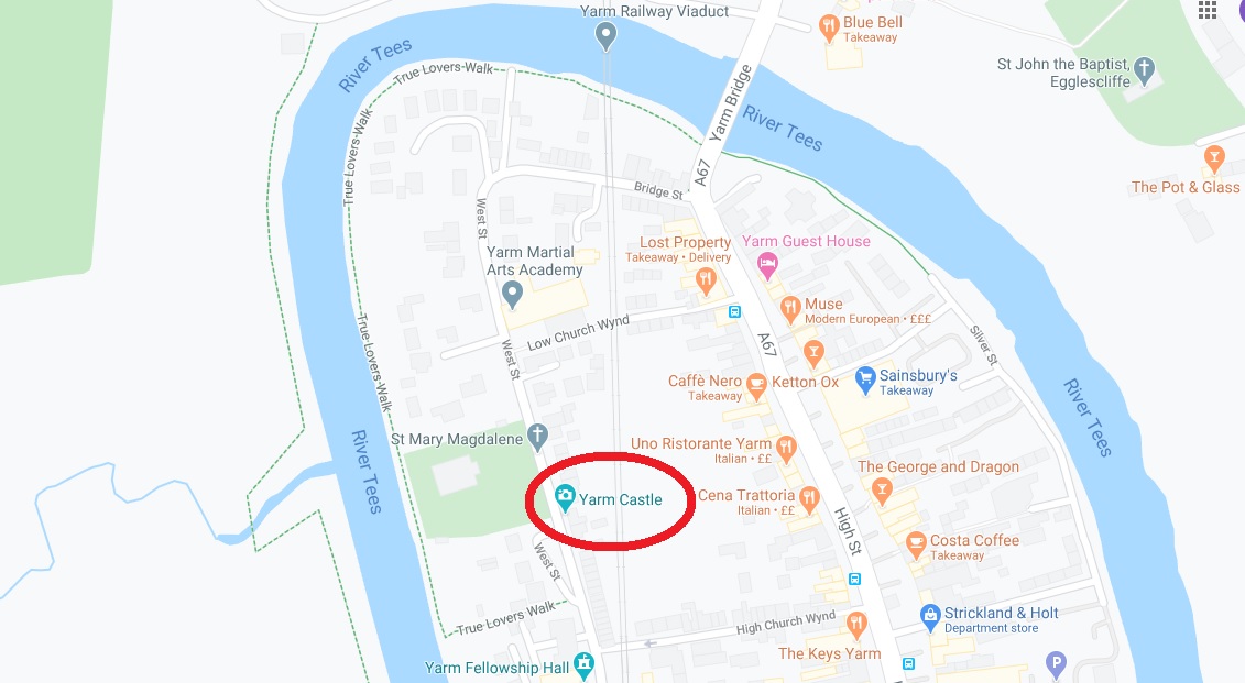 Google Maps may show a castle at Yarm, but it's somewhat misleading.