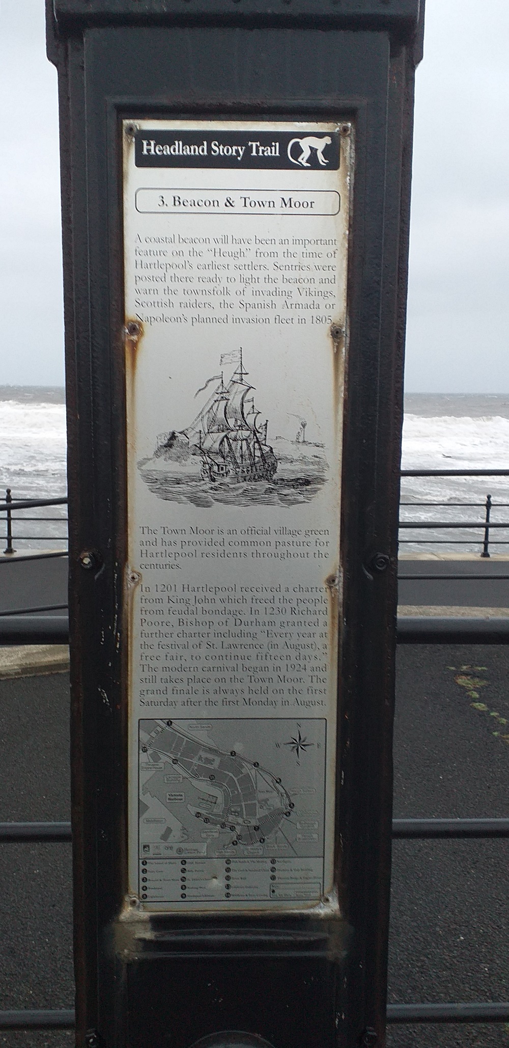 Headland Story Trail Marker no. 3 (Beacon & Town Moor)