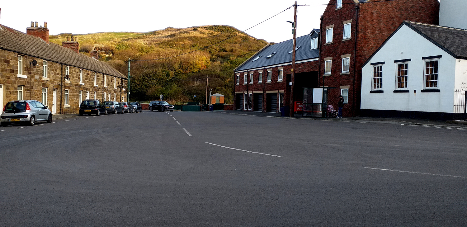 Houses (a mix of old and new) at Skinningrove village on the coast in North Yorkshire